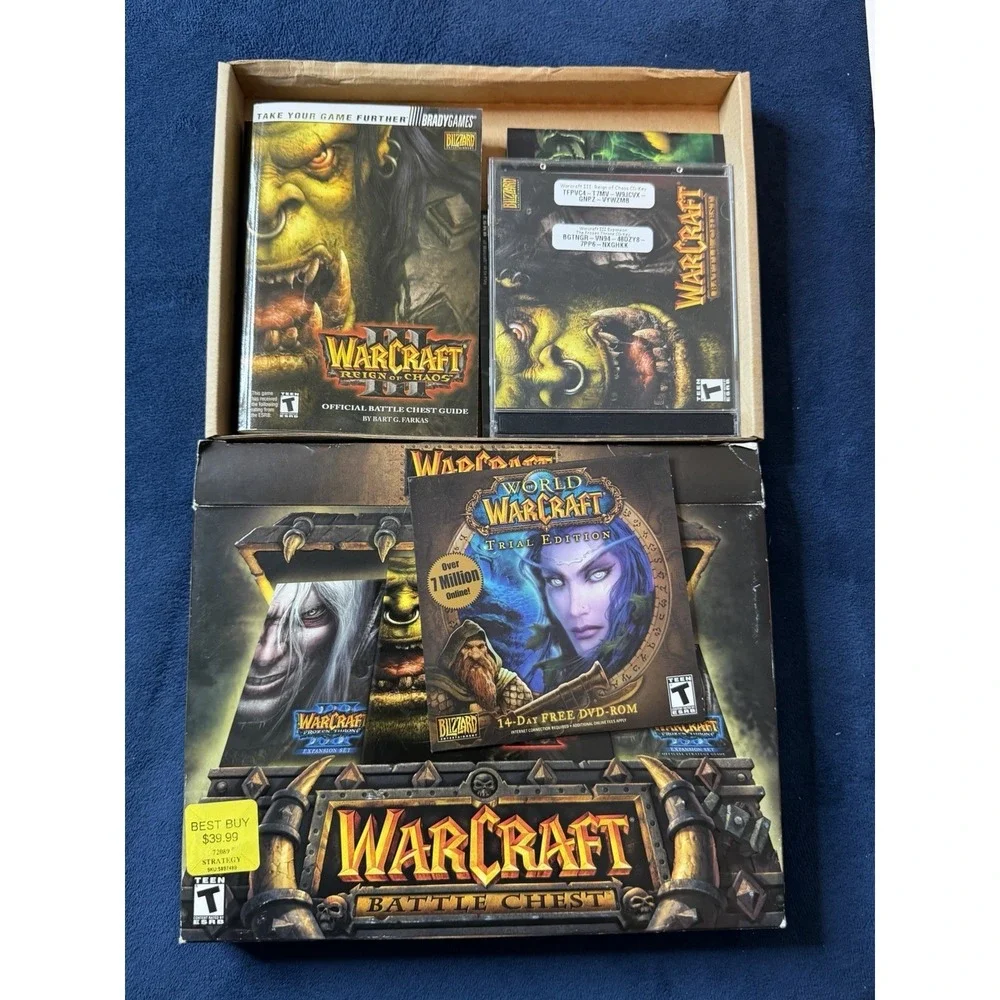 Vtg Warcraft III Battle Chest PC 2003 Big Box Blizzard Entertainment Game Extras